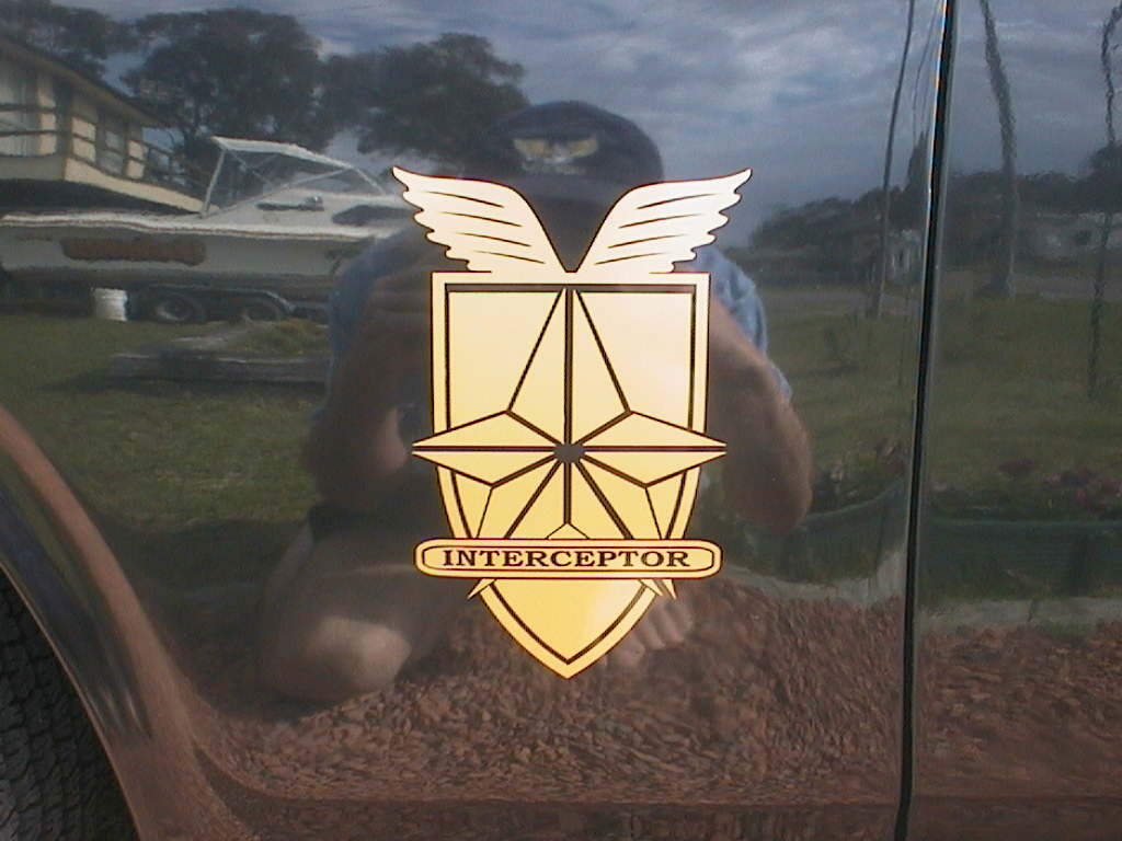 Replica MFP Car Badge on Replica Mad Max Interceptor