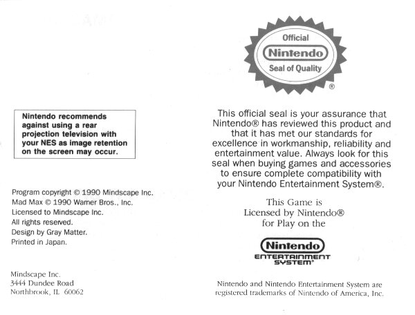 NES Mad Max Manual - Page 2